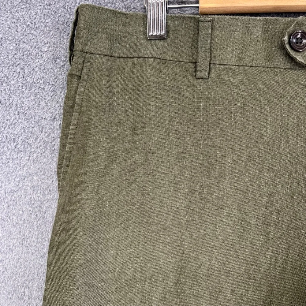 Charles Tyrwhitt Slim Fit Linen Dress Pants Khaki Green Men 38W 32L (35in X 27in